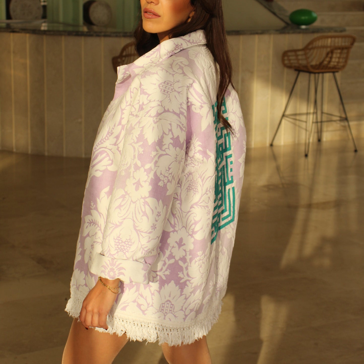 Lavender calligraphy jacket