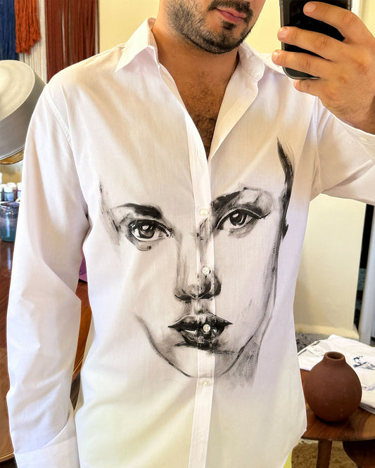 Le regard hand painted shirt