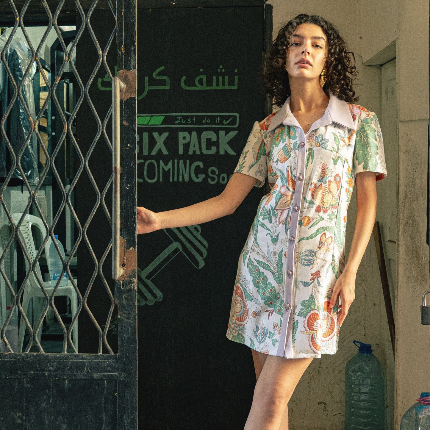 Floral shirt dress