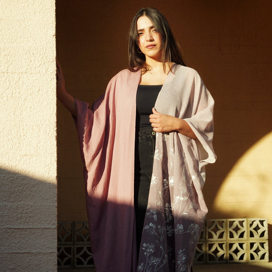 Gradient long kimono