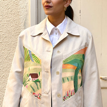 Landscape hand painted jacket