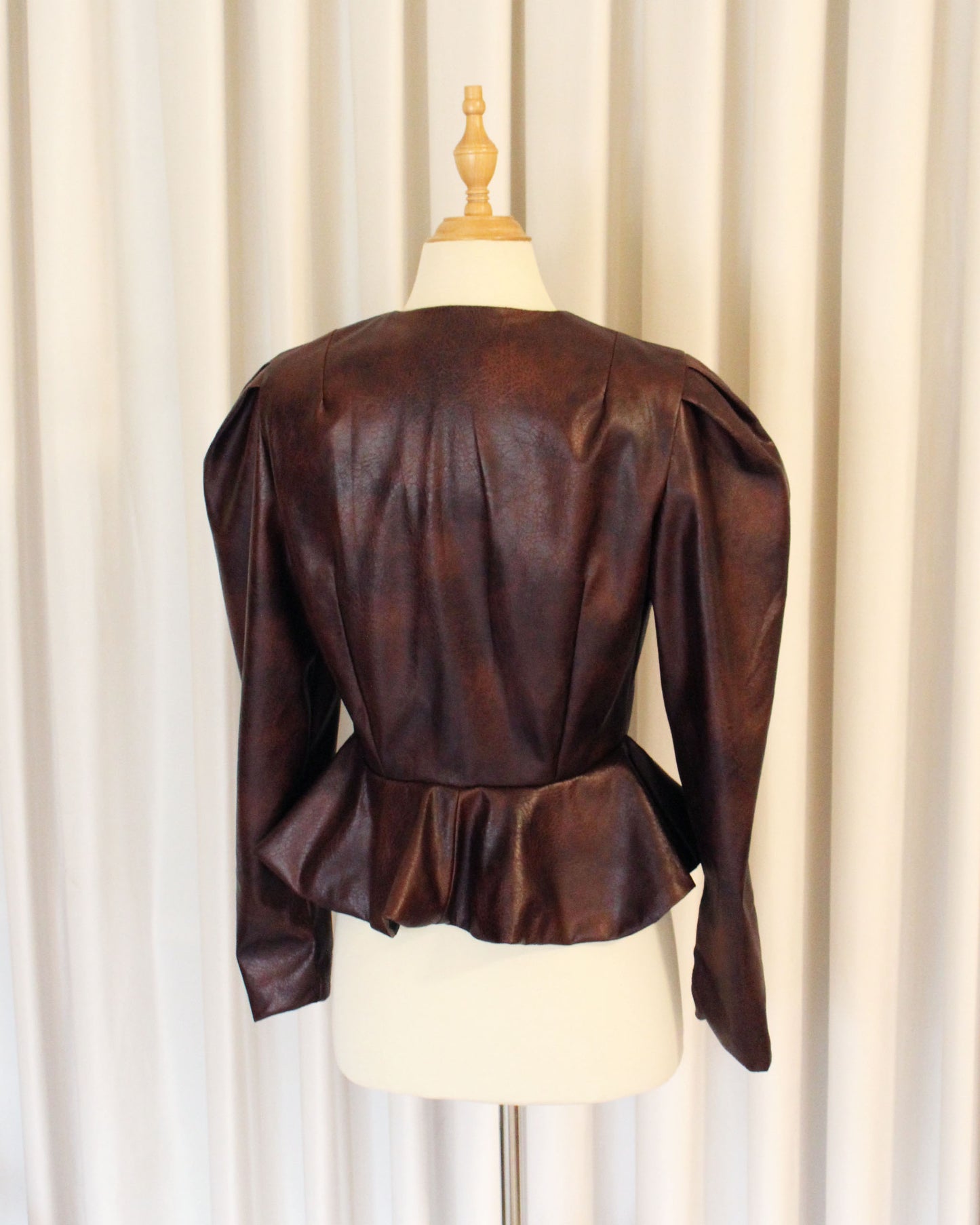 Power shoulder faux leather jacket