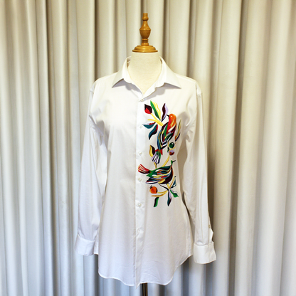 Paradise birds hand painted shirt