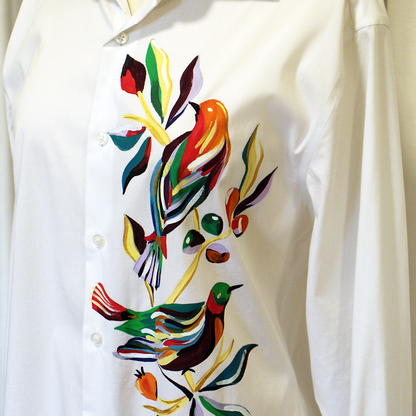 Paradise birds hand painted shirt